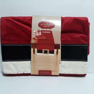 NEW St Nicholas Square Red Santa Belt Table Runner 54" Christmas Holiday
